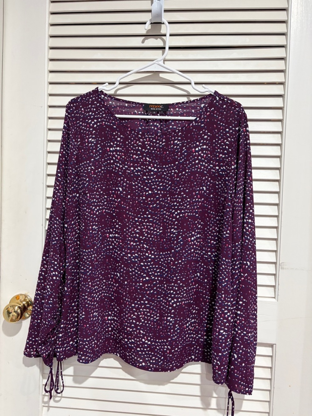 Renee C. Plum Purple Printed Long-Sleeve Blouse